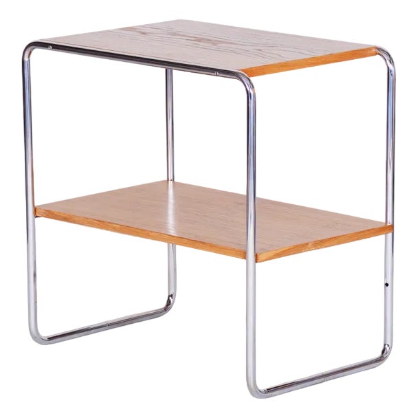 Bauhaus Small Table in Oak & Chrome, Czech, Czech, 1930s For Sale