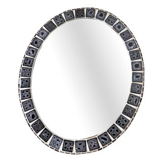 Oval Ceramic Mosaic Mirror, 1950s For Sale