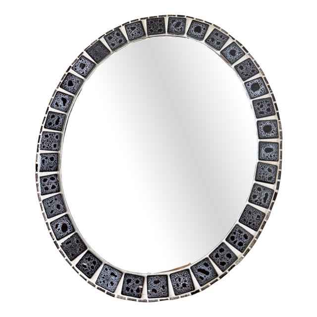 Oval Ceramic Mosaic Mirror, 1950s For Sale