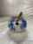 Antique blue and white Chinese porcelain tea pot with woven handle.
