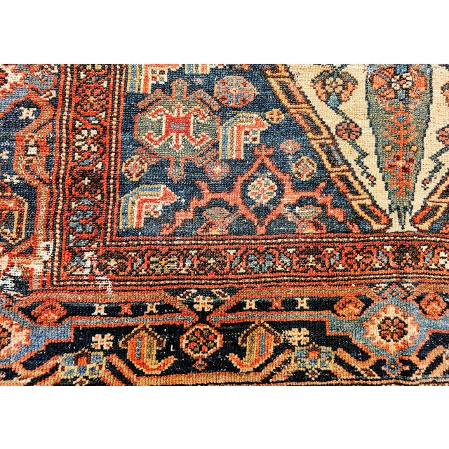 Antique Malayer Rug, Hand-Knotted Wool, Geometric Pattern, 4x6, Ivory & Navy For Sale - Image 18 of 18
