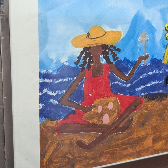 Contemporary Alma White Framed Beach Scene Painting – 1999 For Sale - Image 3 of 5