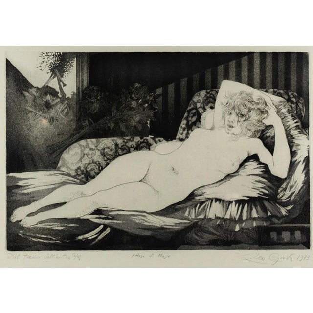 Leo Guida, Attesa di Maja, Original Aquatint and Etching, 1973 For Sale - Image 4 of 4