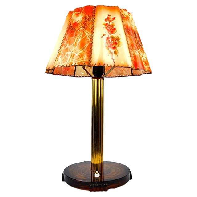 Vintage Art Deco Floral Table Lamp For Sale