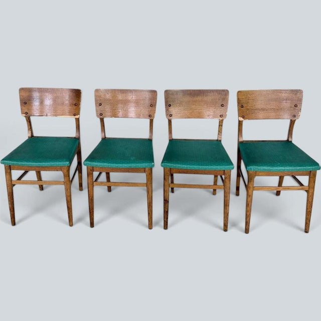 Wood Vintage Oak Dining Chairs, 1960s, Set of 4 For Sale - Image 7 of 9