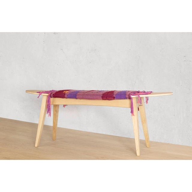 Oak Surf Hand-Woven Fabric Bench by Jean-Baptiste Van Den Heede For Sale - Image 6 of 8