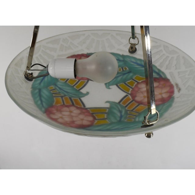 French Art Deco Pendant Light by Loys Lucha - 1930 Chandelier France For Sale - Image 11 of 14