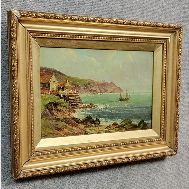 Robert Weir Allan (1852-1942) Oil on canvas, English School, 19th century. Seascape in a bay in Great Britain. Beautiful...