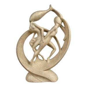 1990s Jaru Ceramic Modernist Lovers Couple Sculpture Abstract Statue