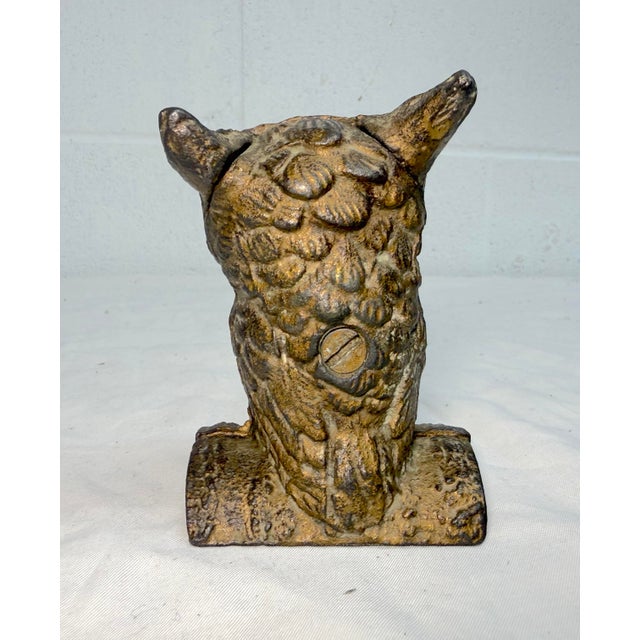 Rare Antique Early 1900's Cast Iron Owl Animal Still Coin Bank by a.c. Williams For Sale - Image 10 of 10