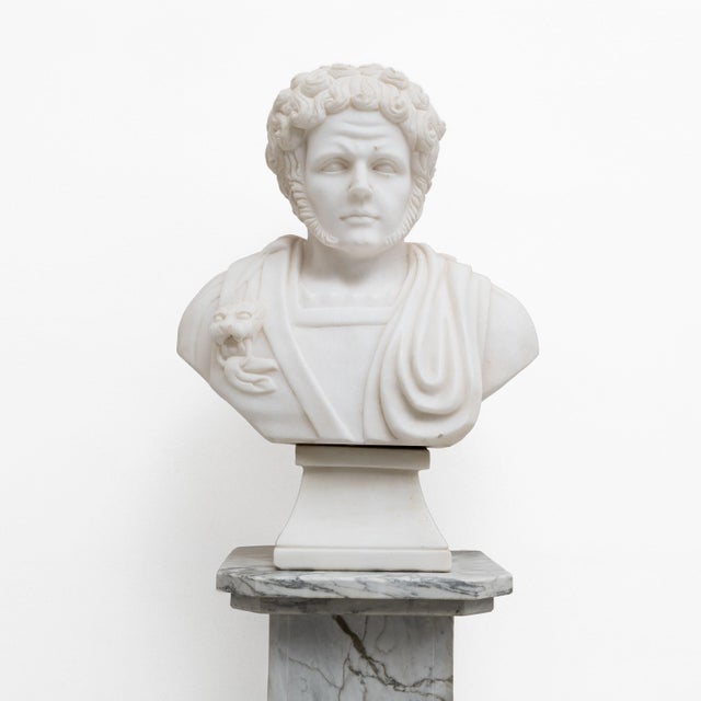 White Bust of a Roman Emperor, 20th Century, Marble For Sale - Image 10 of 10