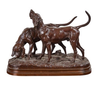 Alfred DubucandSigned, Bronze Hound Sculpture, circa 1885 For Sale