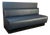 Attributed to Martin Brattrud Upholstered Banquette Bench - Blue Leather, Plinth Base For Sale