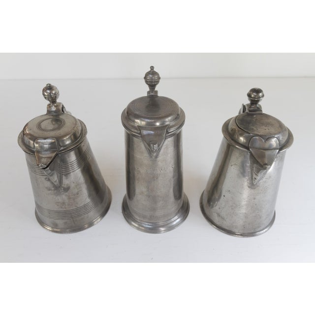 Gray Antique Swedish Pewter Tankards, 1900s, Set of 3 For Sale - Image 8 of 18