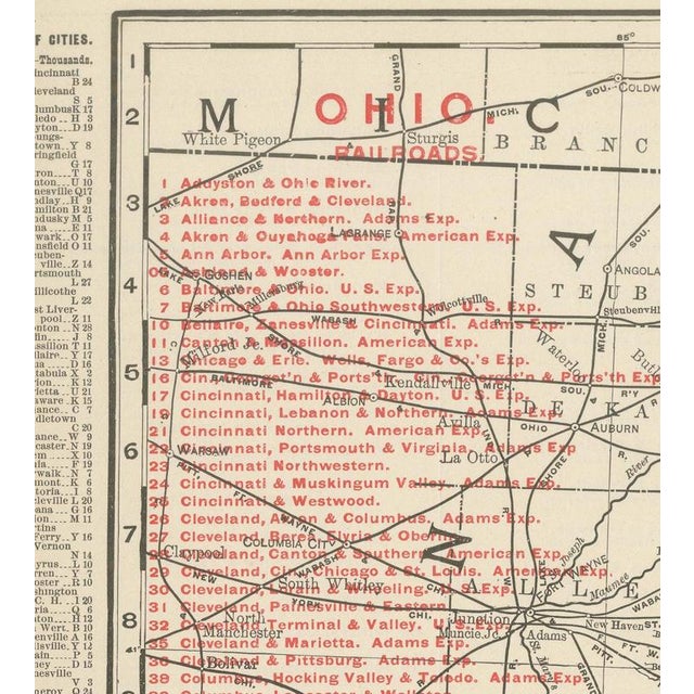 Antique Map of Ohio The Buckeye State by Rand McNally, 1899 For Sale - Image 3 of 12