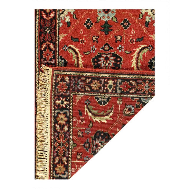 Traditional Red Color Fine Hand Knotted Mahal Design Runner For Sale - Image 3 of 3