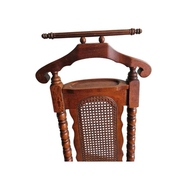 Mid 20th Century Mid Century American Drew Ltd Edition Cherry and Cane Valet Chair With Drawer For Sale - Image 5 of 8