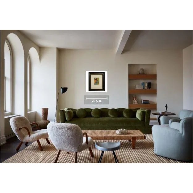 Nadine Mayes Colorful Watercolor Portrait of Seated Female in Blue Dress and Black + Red Hat 1990s For Sale - Image 11 of 12