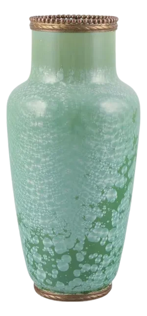 French Green Crystal Glazed Stoneware Vase, 1930s