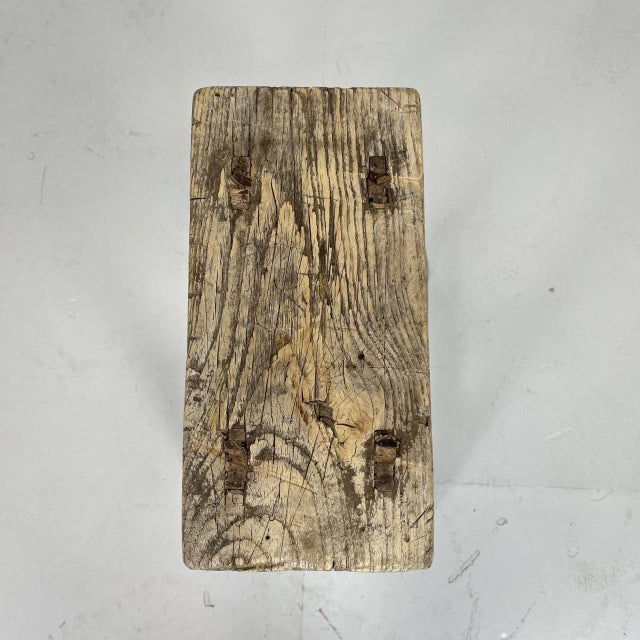 Vintage Rustic Wooden Stool For Sale - Image 4 of 5