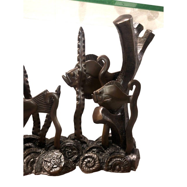 Aquatic Marcel Bouraine "Turbot" Bronze Art Deco Console Table by Phyllis Morris For Sale - Image 11 of 11