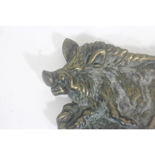 1950s Vintage Bronze Boar Dish Wild Pig Ashtray or Ring Dish For Sale - Image 5 of 7