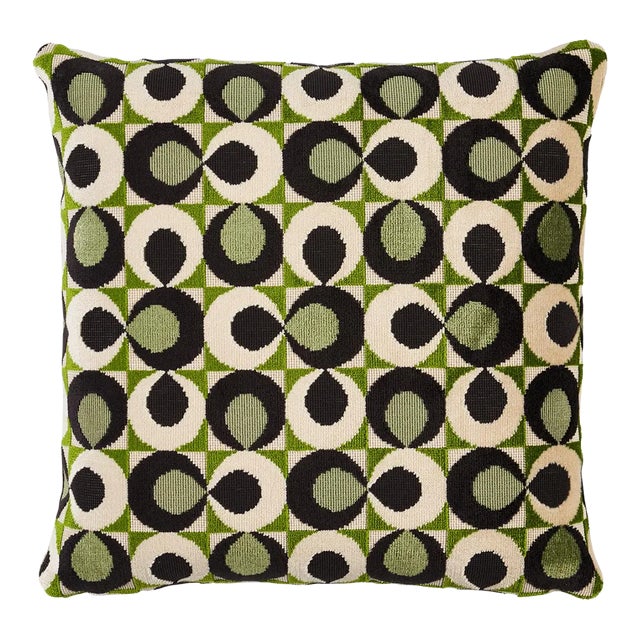Schumacher Eclipse Velvet 16" Pillow in Spruce For Sale