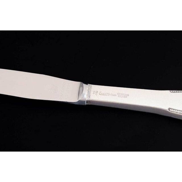 Lunch Knives in Sterling Silver and Stainless Steel by Evald Nielsen, 1930s, Set of 4 For Sale - Image 4 of 6