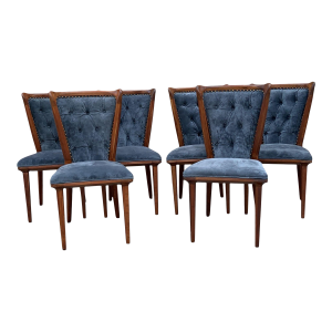 Vintage Italian Art Deco Dining Chairs Newly Reupholstered - 6