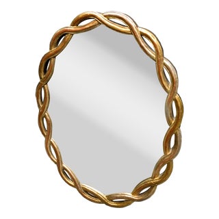 Mid 20th Century Italian Gilt Wooden Ribbon Wall Mirror For Sale