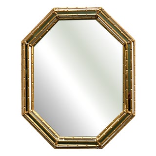 Vintage Faux Bamboo Gilt Mirror, 1980s. For Sale