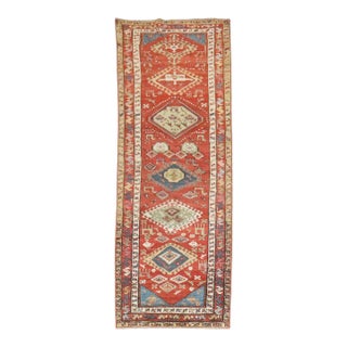 Early 20th Century Zabihi Collection Geometric Tribal Persian Runner - 3'6" x 9'6" For Sale