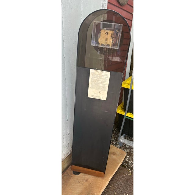 Stone Gray 1970s Mid-Century Modern Howard Miller Smoked Lucite Grandfather Clock - Model 677 For Sale - Image 8 of 12