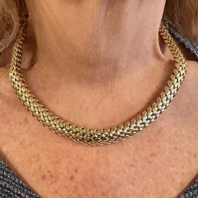 Vintage Tiffany & Co. Vannerie Basket Weave Yellow Gold Necklace For Sale - Image 17 of 17