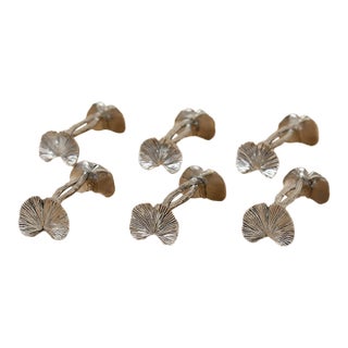 1930s French Silver Clover Knife Rests, Set of 6 For Sale