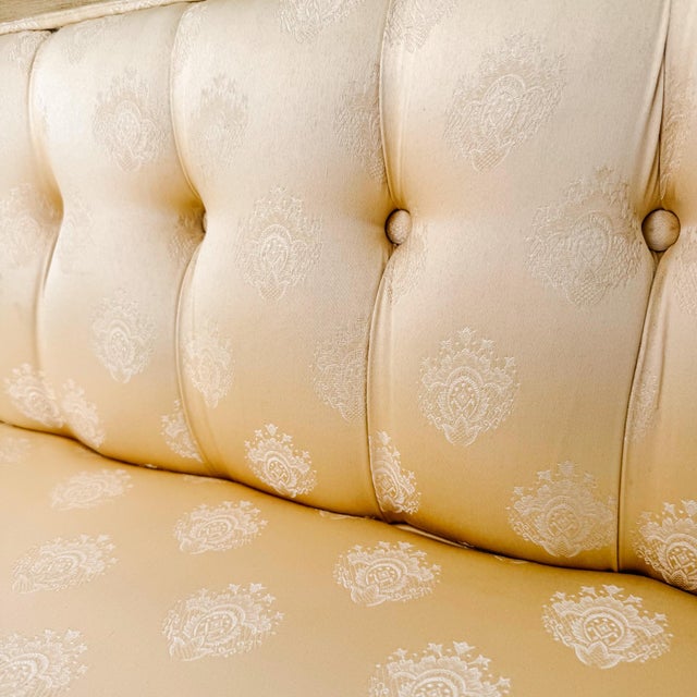 Vintage French Louis XVI Style Gilt and Painted Settee For Sale - Image 10 of 11