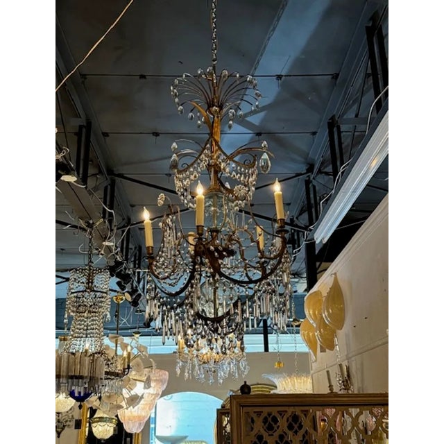 19th Century Gilt Brass and Crystal Swedish Chandelier For Sale - Image 11 of 11