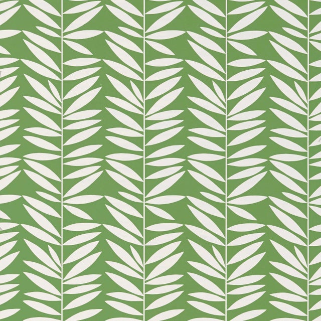 Schumacher Leaf Stripe Wallpaper in Leaf For Sale