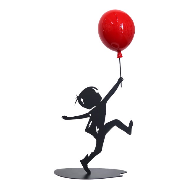 Hope (2/30) - Original Figurative Metal Sculpture With Glossy Red Balloon by Nayla Saroufim For Sale