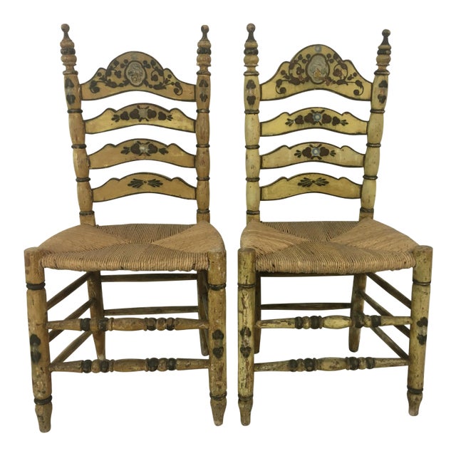 1920s Folk Art Country Chairs - a Pair For Sale