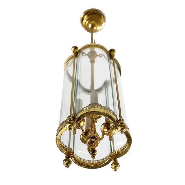 Italian Gilt Metal and Glass Lantern, 1970 For Sale - Image 4 of 6