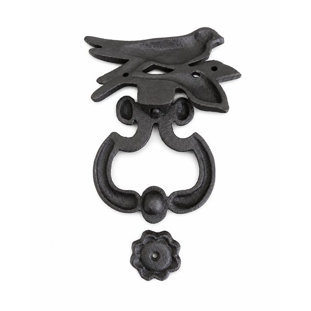 2020s French Wrought Iron Bird Door Knocker With Floral Strike Plate For Sale - Image 5 of 5