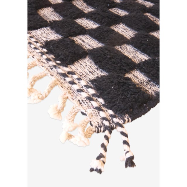 Mid-Century Modern Moroccan Textured Checkerboard Rug - 5 X 4 Ft For Sale - Image 3 of 8