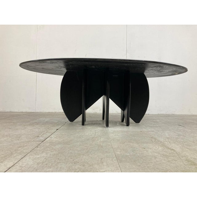 Vintage Black Stone Coffee Table, 1980s For Sale - Image 6 of 12