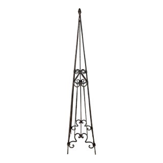 Mid 20th Century Hand‑Forged Wrought Iron Garden Obelisk / Trellis For Sale