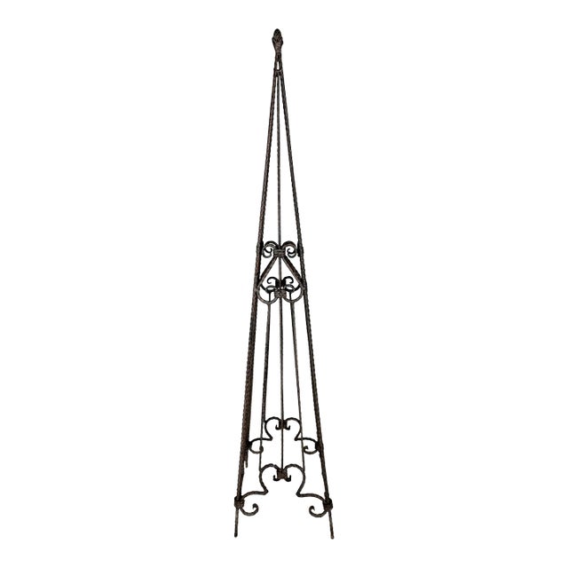 Mid 20th Century Hand‑Forged Wrought Iron Garden Obelisk / Trellis For Sale