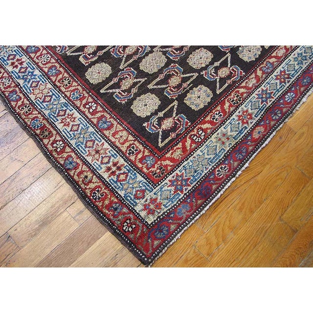 Early 20th Century 1900s Black Geometric Tribal Antique W. Persian Kurdish Rug 3'8" X 7'3" Handknotted Wool Carpet For Sale - Image 5 of 5