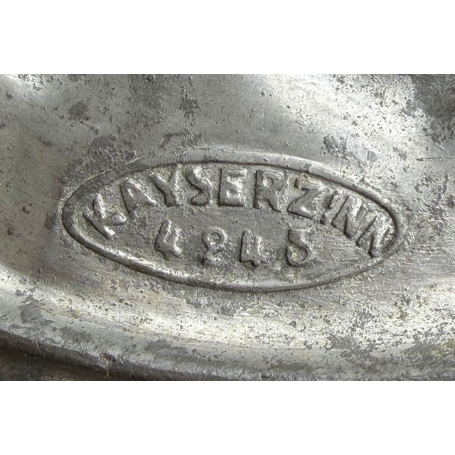 Dark Gray Signed Kayserzinn and Designed by Hugo Leven Art Nouveau Era Pewter Center Bowl. For Sale - Image 8 of 9