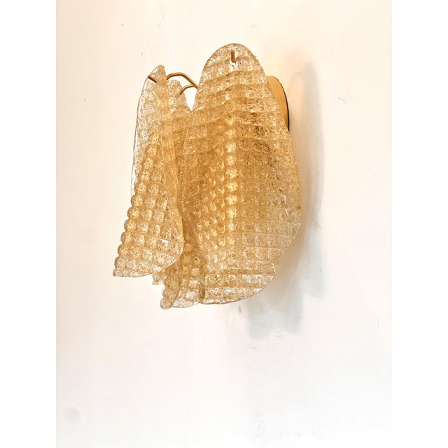 Mid-Century Modern Contemporary Modern Gold "Granigli" "Rondini" Murano Glass Wall sconces.Set of Two. For Sale - Image 3 of 10