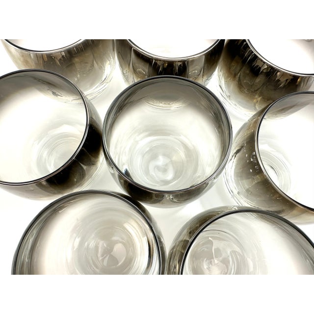 Metal 1960s Mid-Century Silver Rim Cocktail Set With Ice Bucket and Tray - Set of 10 For Sale - Image 7 of 13
